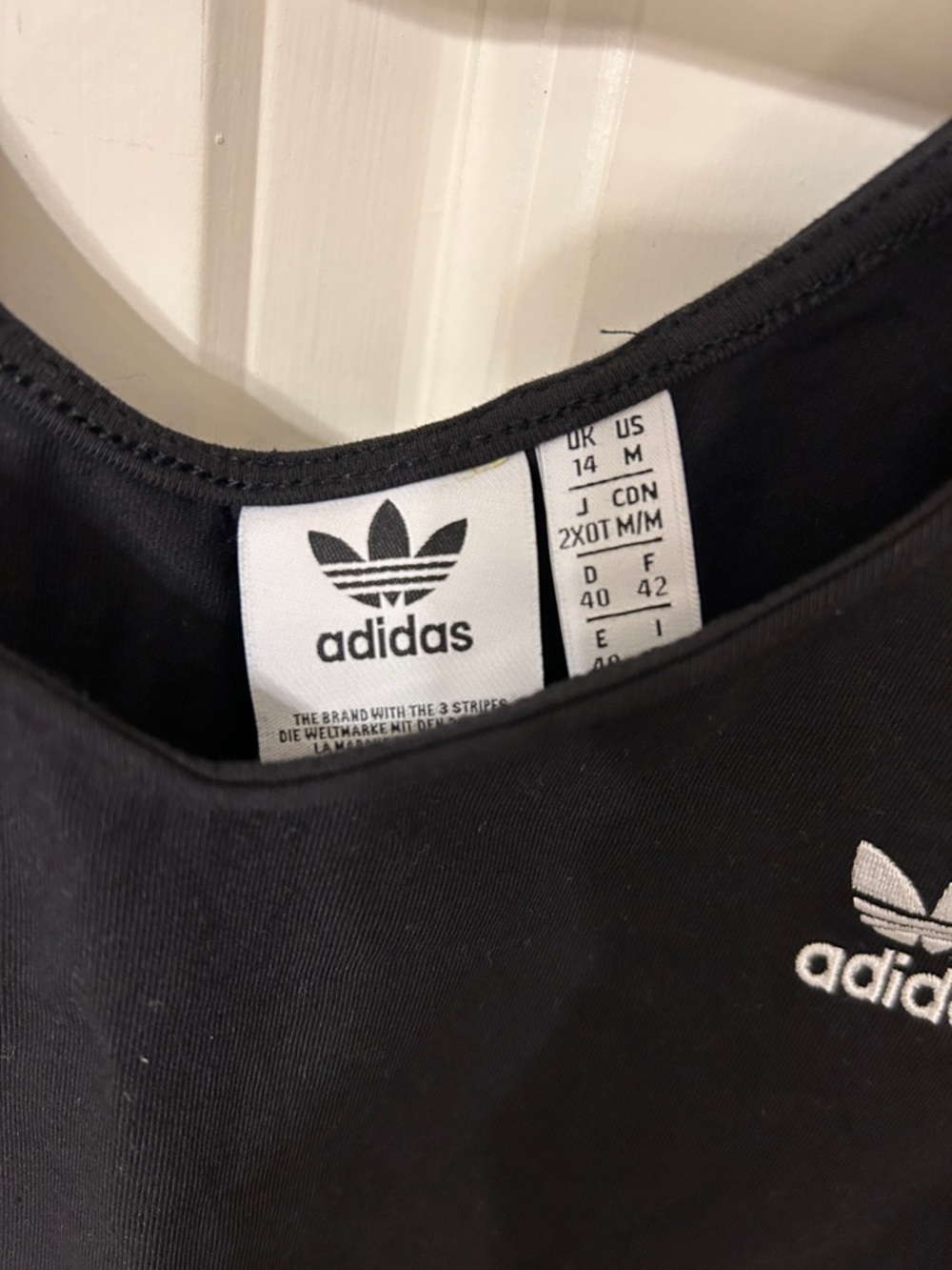 Adidas Black Crop Tank with White Side Stripes - Picture 2 of 3